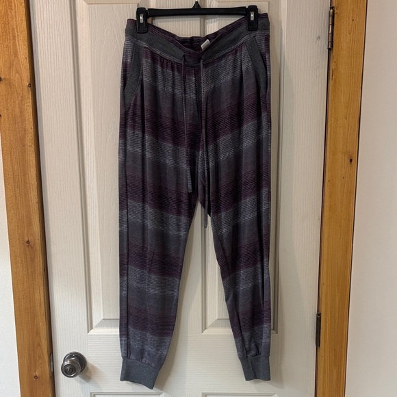 Joyspun Pants - Striped Gray and Purple Jogger Pants